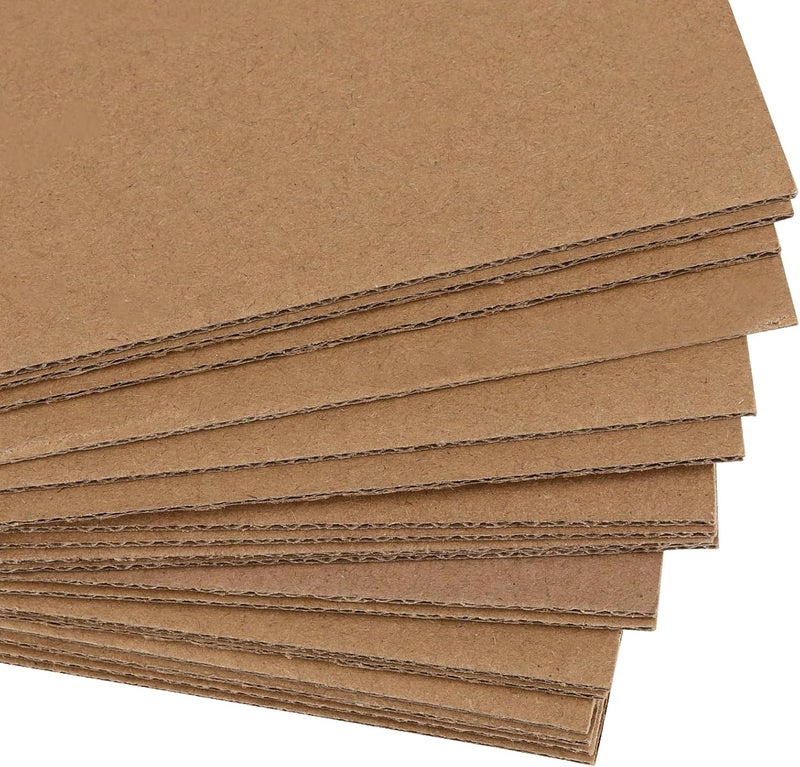 MUKLEI عبوة من 300 قطعة من ألواح الكرتون المموج مقاس 3.5 × 4.5 بوصة، سمك 2 مم، إدراجات كرتون بنية للتغليف، ألواح كرتون مسطحة ووسادات مموجة للشحن والبريد والحرف اليدوية - Image 3