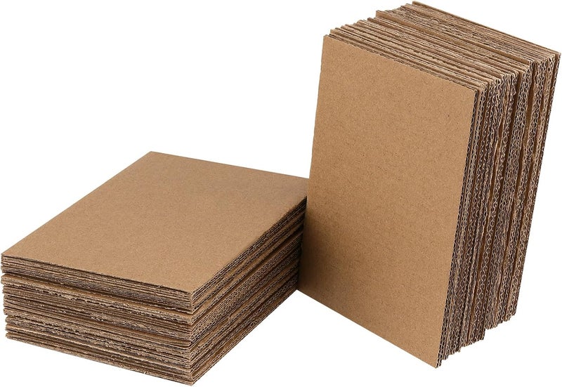 MUKLEI عبوة من 300 قطعة من ألواح الكرتون المموج مقاس 3.5 × 4.5 بوصة، سمك 2 مم، إدراجات كرتون بنية للتغليف، ألواح كرتون مسطحة ووسادات مموجة للشحن والبريد والحرف اليدوية - Image 5
