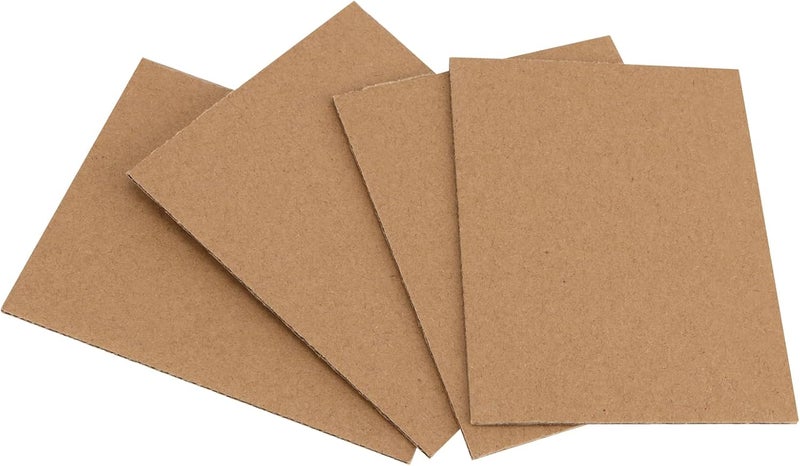 MUKLEI عبوة من 300 قطعة من ألواح الكرتون المموج مقاس 3.5 × 4.5 بوصة، سمك 2 مم، إدراجات كرتون بنية للتغليف، ألواح كرتون مسطحة ووسادات مموجة للشحن والبريد والحرف اليدوية - Image 4