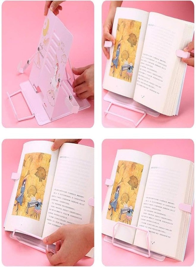 SID MAGIC Lucky Unicorn Book Holder Stand Adjustable 6 Angle Metal Reading Stand Pink Portable Foldable Book Stand for Desk, Study, Office & Kitchen - Image 3