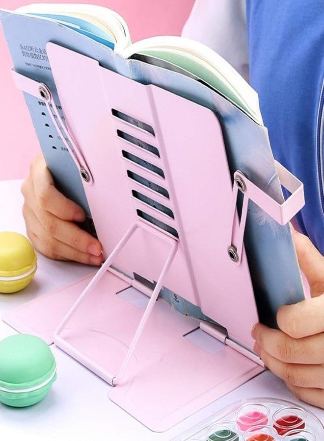 SID MAGIC Lucky Unicorn Book Holder Stand Adjustable 6 Angle Metal Reading Stand Pink Portable Foldable Book Stand for Desk, Study, Office & Kitchen - Image 5