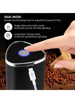 GNAFOTU Coffee Grinder,Portable Electric Coffee Grinder, Capacity 30g, Ceramic Conical Burr Grinder with Multiple Grind Settings, Mini Coffee Bean Grinder for Home, Travel, Office ,Black  - Image 2