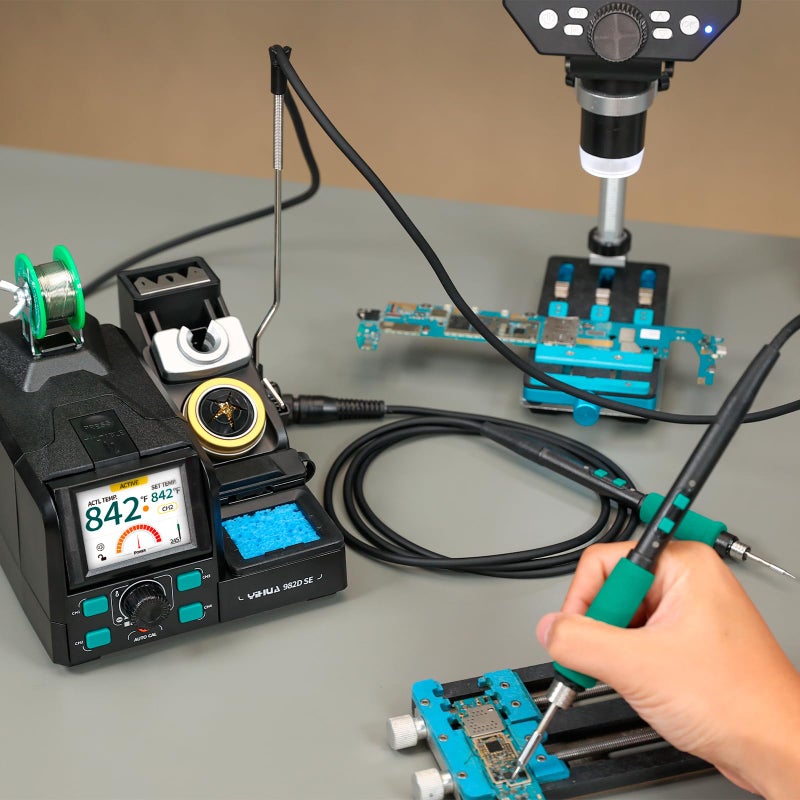 YIHUA 982D SE 200W Micro Soldering Kit with Precision Soldering Iron Station with 11 Soldering Tips, Lead-Free Solder, Auto Temperature Calibration Function - Image 2