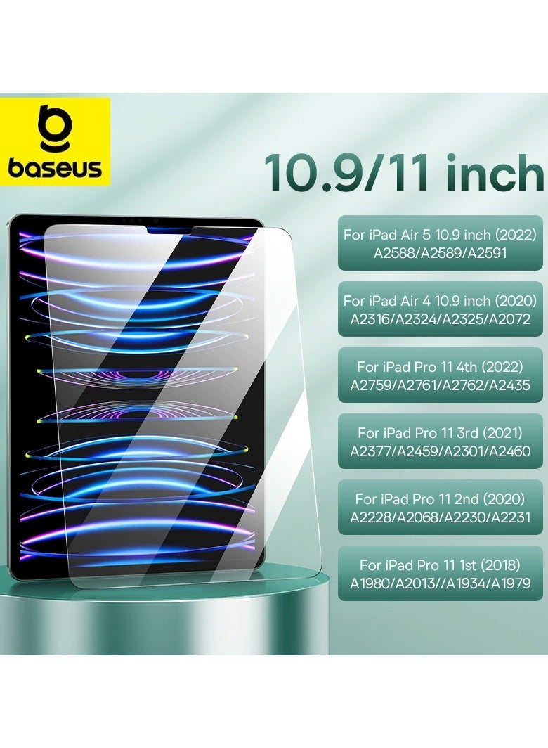 Baseus Screen Protector, For iPad Pro (2022/2021/2020/2018 Model), iPad Air 5/4 2022/2020 10.9-Inch, Face ID Compatible, With Easy Installation Frame, HD Tempered Glass 10.9 inch & 11 inchinch Clear - Image 1