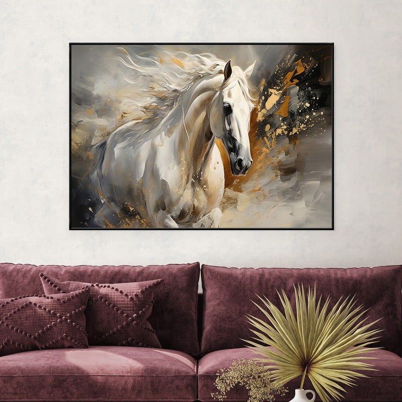 Marktna One piece, canvas print of a horse design with a hollow frame, measuring (90×60). - Image 2