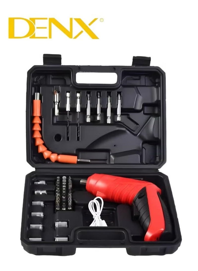 Denx Multi-purpose, battery-powered, portable cordless drill, black/red - Image 2