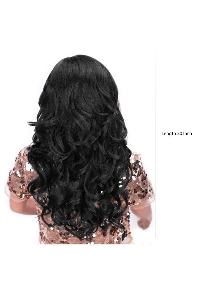 Rapidsflow Full Head Synthetic Women Wigs Long Hair For Women/Women Wigs Natural Hair Black (Free Wig Cap 2 Pc + Carry Pouch) (Black Curly) - Image 3