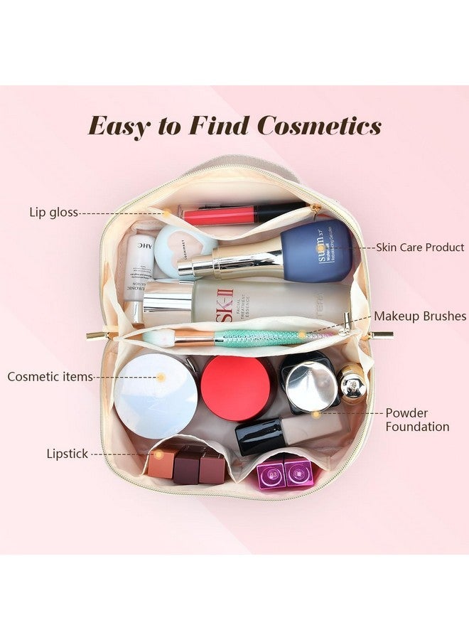 DTBG Gifts For Women, Personalized Makeup Bag, Initial Cosmetic Bags For Teen Girls Pu Leather Travel Toiletry Bag, Waterproof Large Make Up Organizer Pouch For Birthday Wedding White, A - Image 3