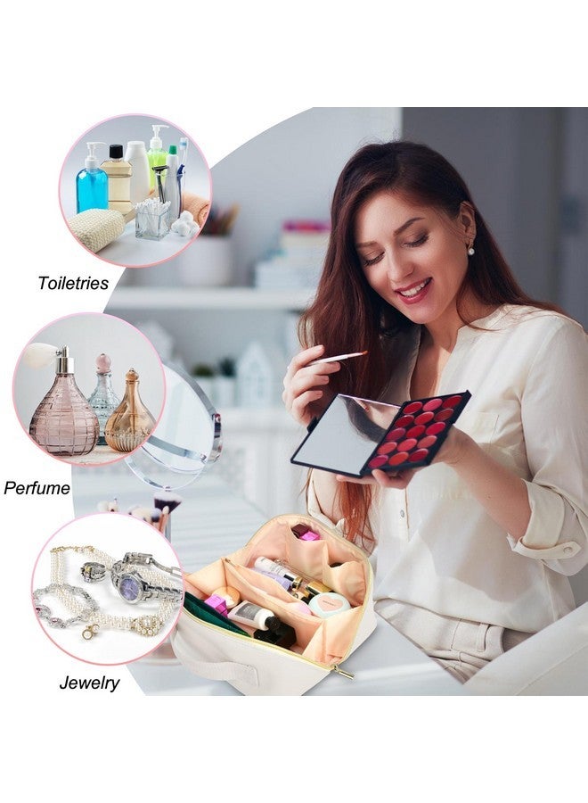 DTBG Gifts For Women, Personalized Makeup Bag, Initial Cosmetic Bags For Teen Girls Pu Leather Travel Toiletry Bag, Waterproof Large Make Up Organizer Pouch For Birthday Wedding White, A - Image 5