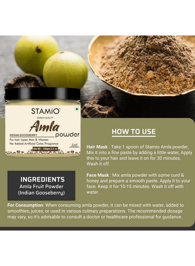 STAMIO Amla Methi Hibiscus Bhringraj Curry Leaves Powder 480 Gm Combo Pack For Hair Care Mask, Diy | Triple-Sifted, Microfine | In Jar - (100Gm X 4 + 80Gm)  - Image 3