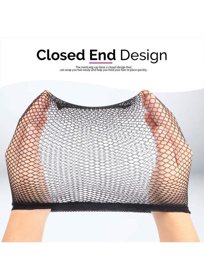 FANDAMEI Wig Cap, FANDAMEI 4PCS Black Mesh Wig Cap Net, Closed End Hair Mesh Net Wig Caps, Liner Weaving Caps for Women, Men, Kids  - Image 3
