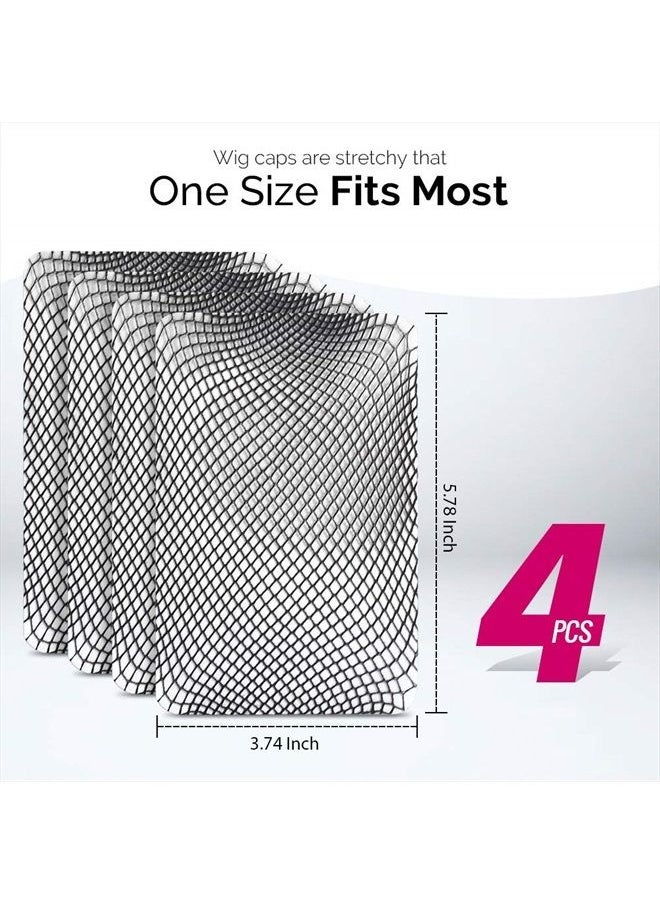 FANDAMEI Wig Cap, FANDAMEI 4PCS Black Mesh Wig Cap Net, Closed End Hair Mesh Net Wig Caps, Liner Weaving Caps for Women, Men, Kids  - Image 2