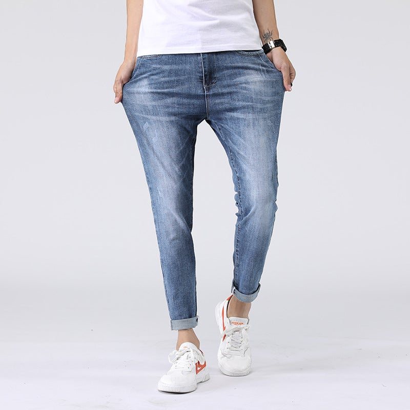 Trendy Brand Soft Jeans For Boys, Trendy Korean Style Trendyy Elastic Slim Fit, Versatile Jeans For Small Feet, Light Blue Summer Pants - Image 3