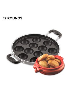 Pencil Pencil Signature NonStick Panniyarkal 12 Rounds Paniyaram Maker Appam Stand Gas Top Compatible  - Image 2