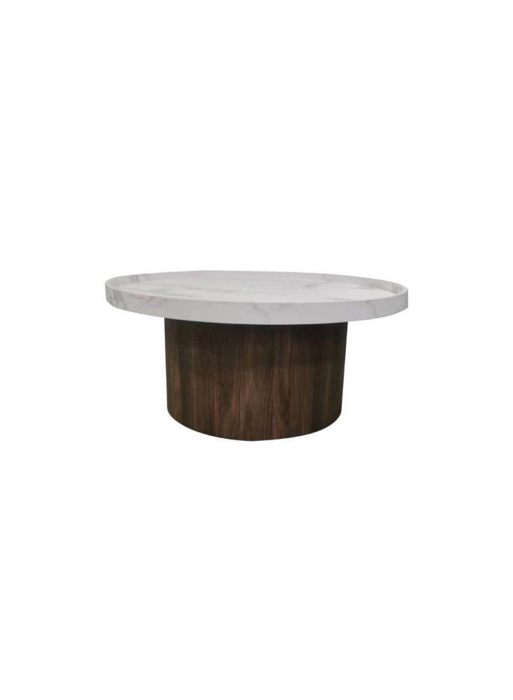Miro Wooden Tea/Coffee Table Set with Marble Sticker Surface, 80x35 cm for the Center Table and 50x55 cm for the Side Tables - Image 1