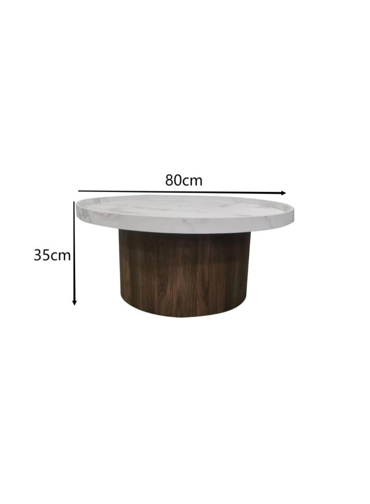 Miro Wooden Tea/Coffee Table Set with Marble Sticker Surface, 80x35 cm for the Center Table and 50x55 cm for the Side Tables - Image 3
