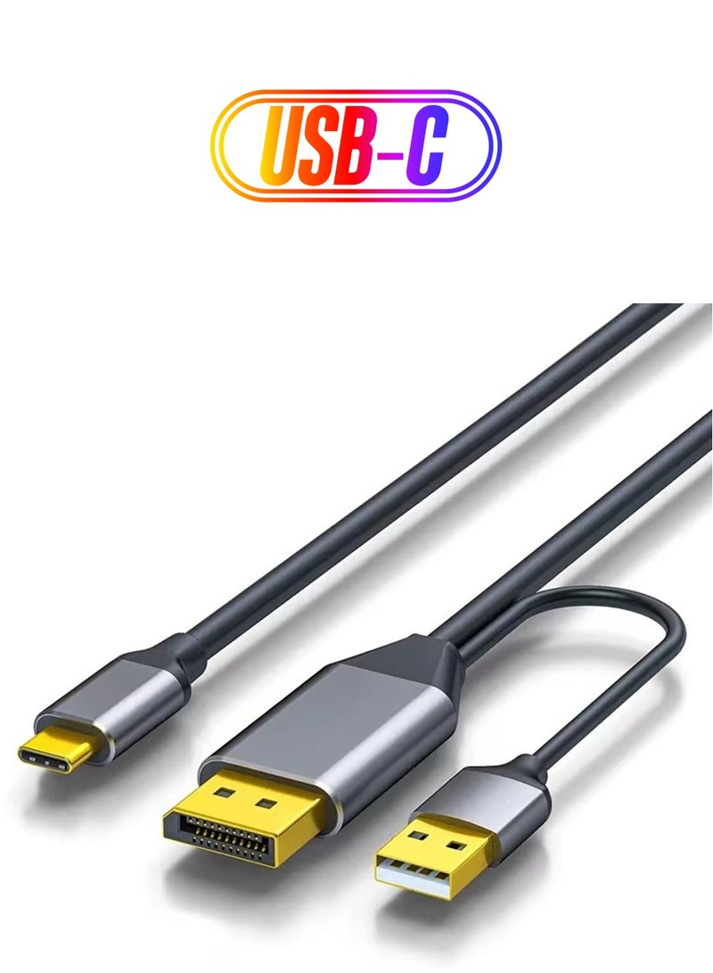 SYOSI HDMI to USB C Adapter Cable 4K60Hz 6.6FT, DP Male to Type C Male Converter, HDMI 2.0 Compatible with Xreal Air, Nreal Air, Steam Deck Dock, PS5, Xbox, Portable Monitor - Image 1