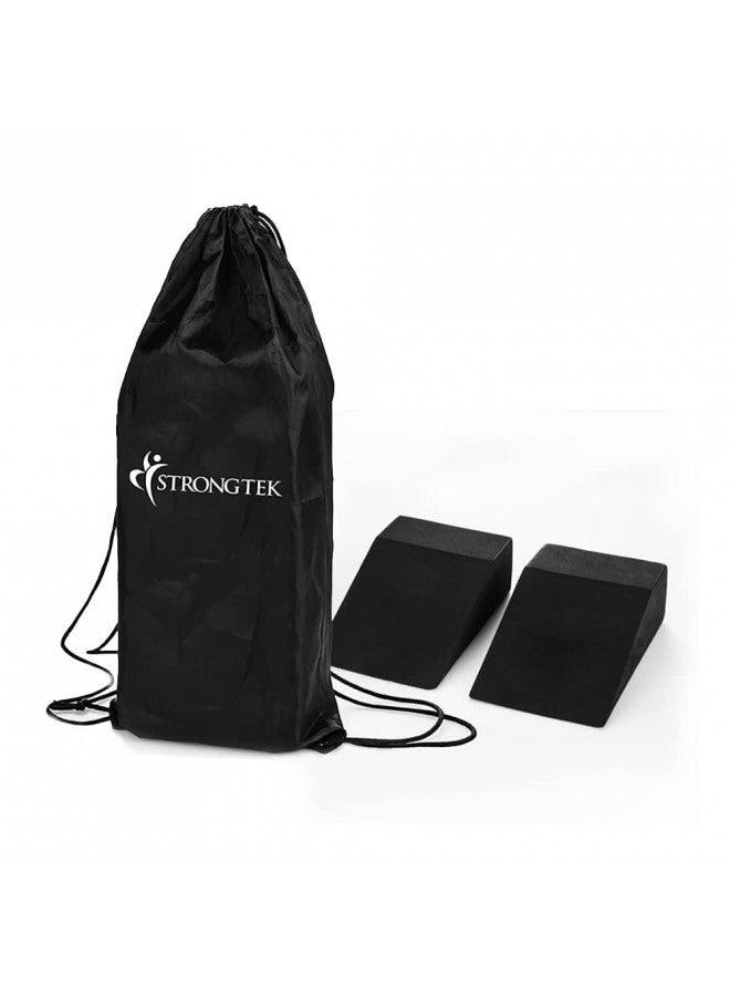 StrongTek Yoga Foam Wedge Blocks (Pair) Soft Wrist Wedge, Supportive Foot Exercise Accessories, Balance, Strength, Yoga Strap, Pilate, Fitness, Squat, Pushup, Plank, EVA Riser yoga block set (black) - Image 4