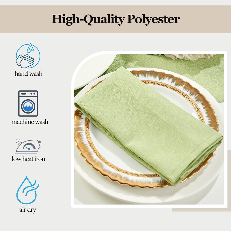 Mebakuk Cloth Napkins Set of 12  Premium 17 x 17 Inch Solid Washable Linen Style Napkins  Soft Table Napkin for Wedding Party Restaurant Dinner Parties (Mint Green  Set of 12) - Image 3