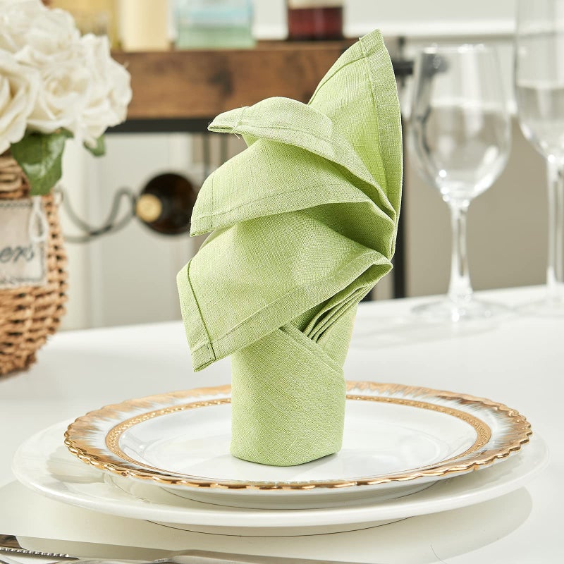 Mebakuk Cloth Napkins Set of 12  Premium 17 x 17 Inch Solid Washable Linen Style Napkins  Soft Table Napkin for Wedding Party Restaurant Dinner Parties (Mint Green  Set of 12) - Image 5