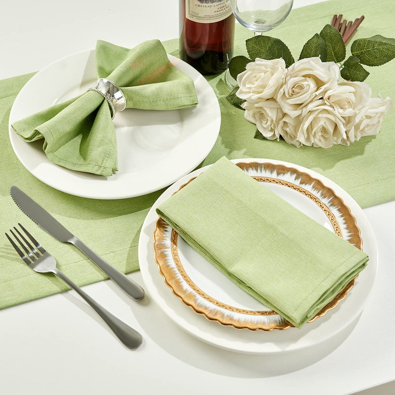 Mebakuk Cloth Napkins Set of 12  Premium 17 x 17 Inch Solid Washable Linen Style Napkins  Soft Table Napkin for Wedding Party Restaurant Dinner Parties (Mint Green  Set of 12) - Image 2