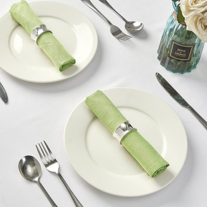 Mebakuk Cloth Napkins Set of 12  Premium 17 x 17 Inch Solid Washable Linen Style Napkins  Soft Table Napkin for Wedding Party Restaurant Dinner Parties (Mint Green  Set of 12) - Image 4