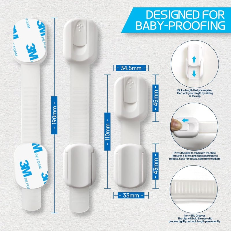 define essentials Child Safety Cabinet Locks 8Pack Easy Install with 3M Adhesive No Screws or Drilling MultiPurpose Latches for Cabinets Drawers Doors Kitchen Ovens Toilets - Image 2