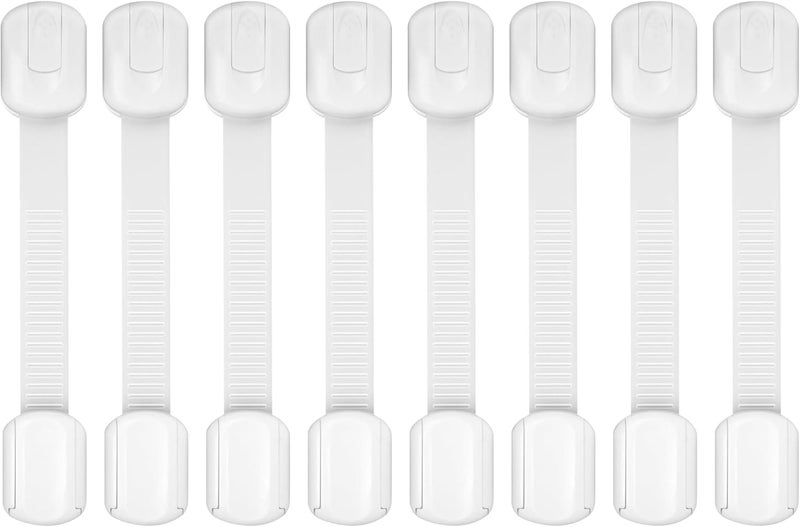 define essentials Child Safety Cabinet Locks 8Pack Easy Install with 3M Adhesive No Screws or Drilling MultiPurpose Latches for Cabinets Drawers Doors Kitchen Ovens Toilets - Image 1