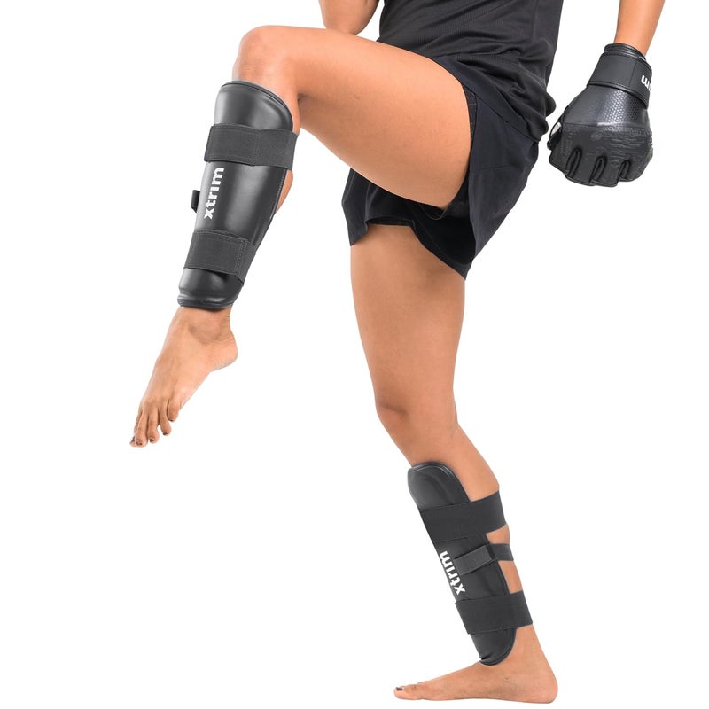 XTRIM Boxing Shin Guard for MMA, Kickboxing, Muay Thai, Karate & Taekwondo, High-Density Foam Padding for Shock Absorption, Lightweight Full Shin Protection, Secure Velcro Fit, Comfort Lining, (M) - Image 1