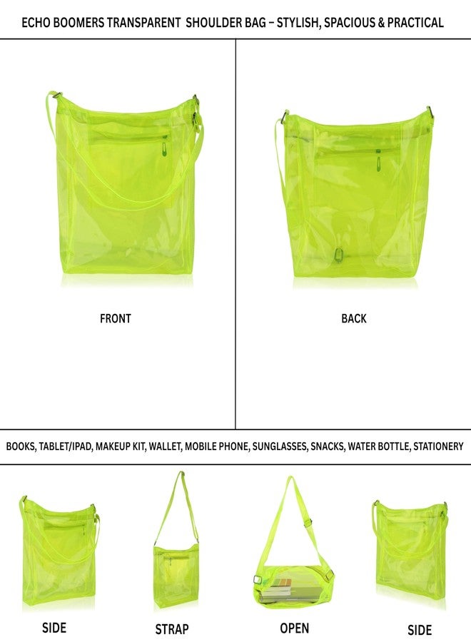 Echo Boomers Transparent Shoulder Bag - Neon Yellow | Stylish, Spacious, Durable & Multipurpose PVC Tote - Image 5
