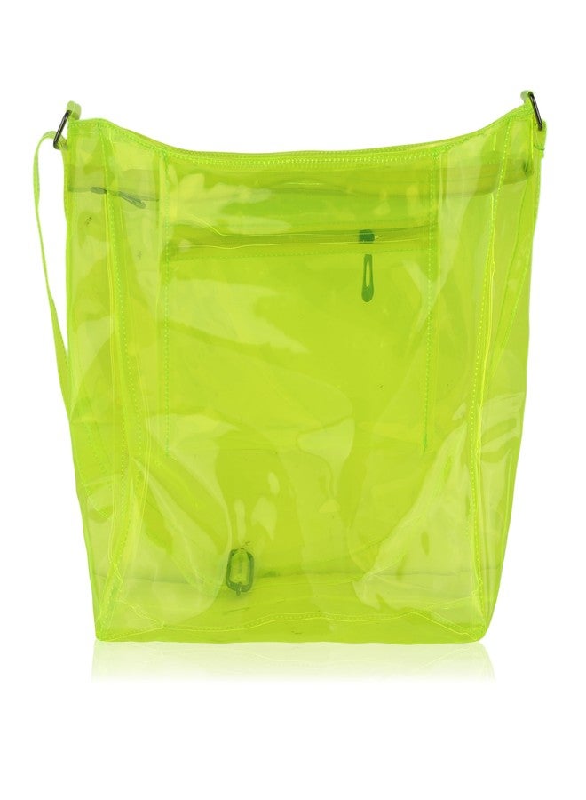 Echo Boomers Transparent Shoulder Bag - Neon Yellow | Stylish, Spacious, Durable & Multipurpose PVC Tote - Image 2
