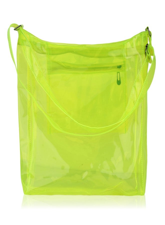 Echo Boomers Transparent Shoulder Bag - Neon Yellow | Stylish, Spacious, Durable & Multipurpose PVC Tote - Image 1