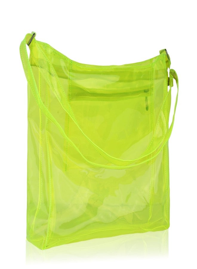 Echo Boomers Transparent Shoulder Bag - Neon Yellow | Stylish, Spacious, Durable & Multipurpose PVC Tote - Image 3