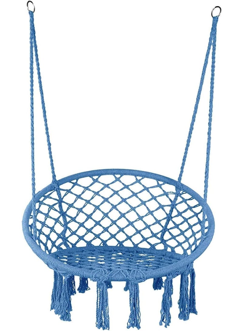 DubaiGallery Handmade Boho Macramé Hanging Swing Chair with Tassels – Durable Cotton Rope Hammock Seat for Indoor and Outdoor Relaxation, Perfect for Bedroom, Balcony, Patio, Garden, or Living Room Décor, Comfortable and Stylish Bohemian Lounge Chair for Adults and Kids - Image 2