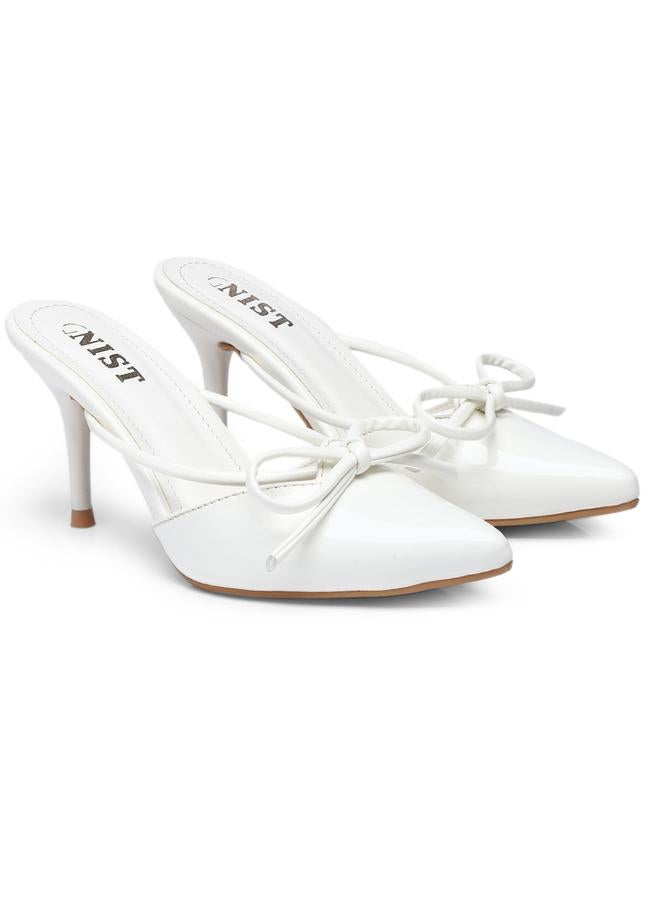 GNIST GNIST Plain Pointed Toe Stiletto Heel Mules with Bow Detail  - Image 4