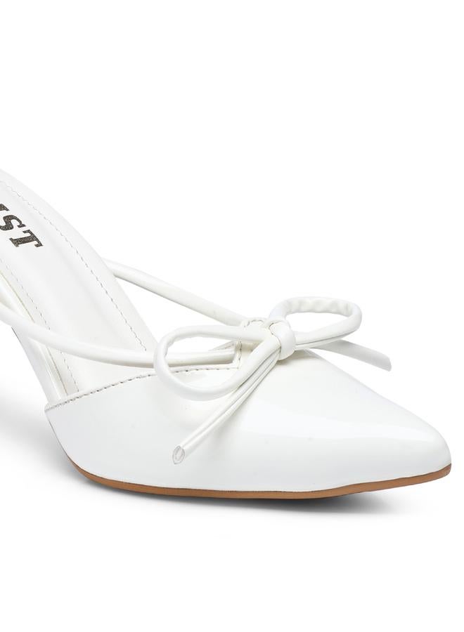 GNIST GNIST Plain Pointed Toe Stiletto Heel Mules with Bow Detail  - Image 3