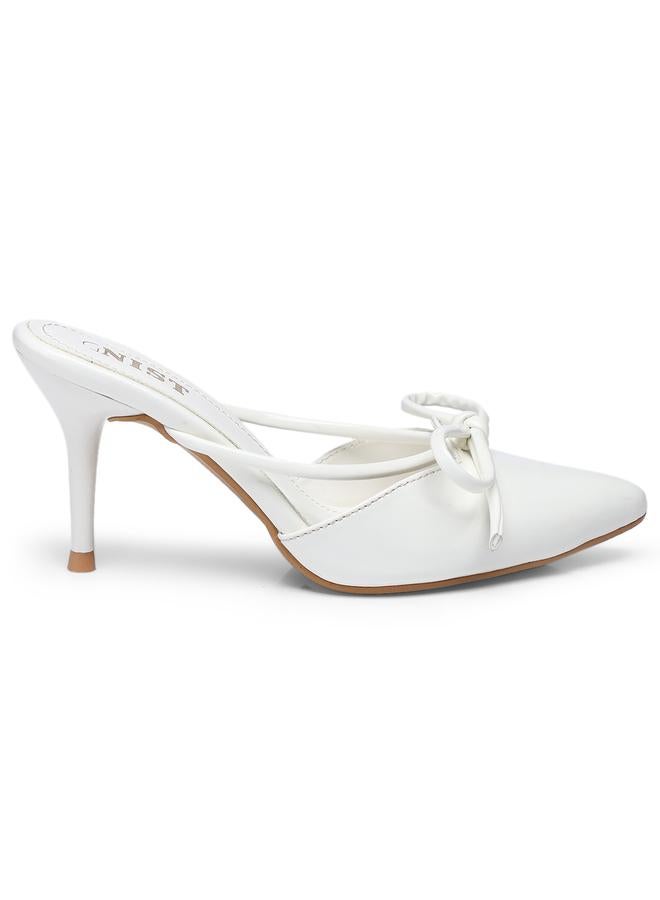 GNIST GNIST Plain Pointed Toe Stiletto Heel Mules with Bow Detail  - Image 5
