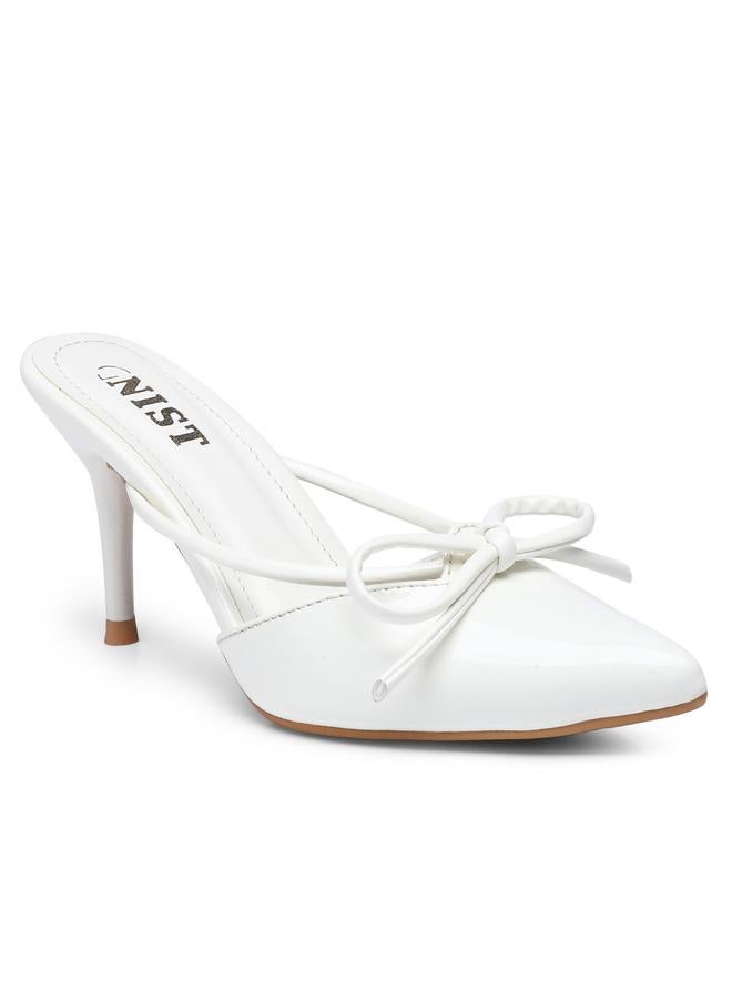 GNIST GNIST Plain Pointed Toe Stiletto Heel Mules with Bow Detail  - Image 2