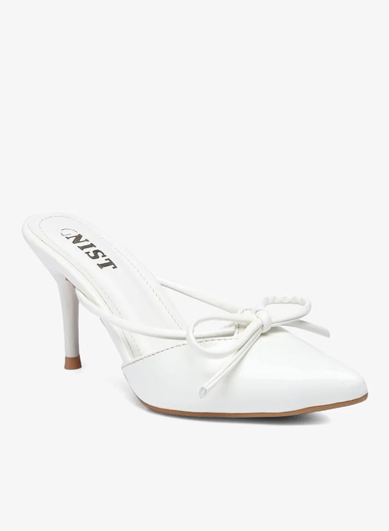 GNIST GNIST Plain Pointed Toe Stiletto Heel Mules with Bow Detail