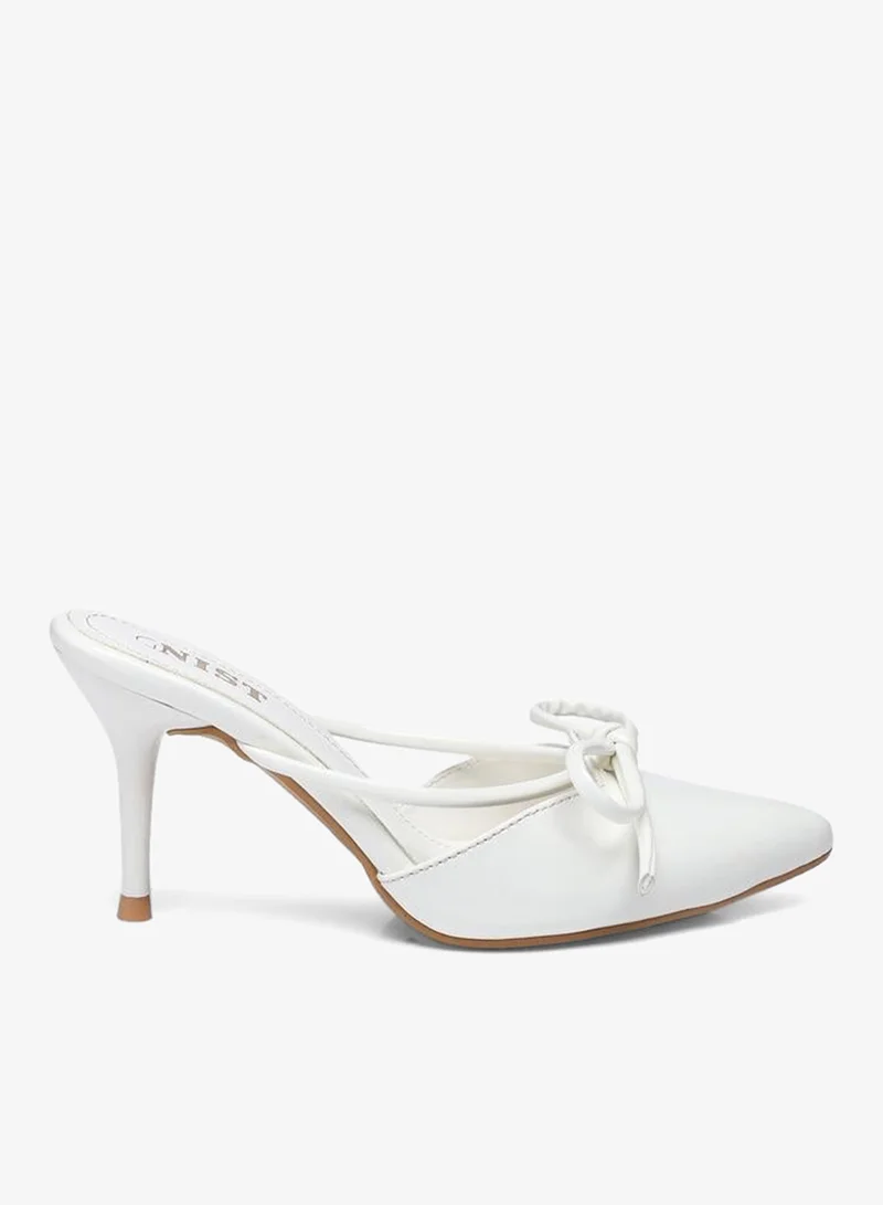 GNIST GNIST Plain Pointed Toe Stiletto Heel Mules with Bow Detail