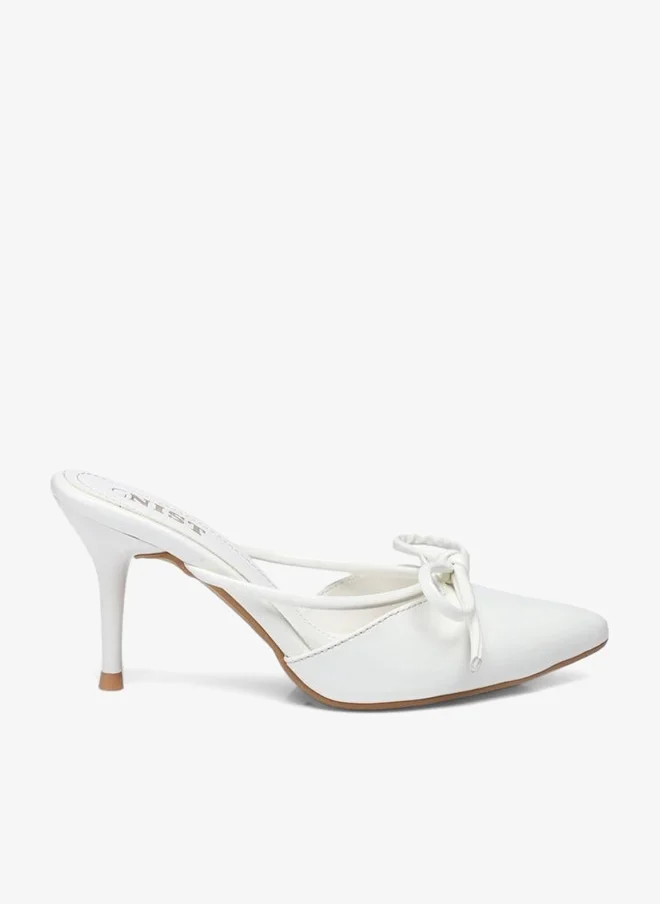 GNIST GNIST Plain Pointed Toe Stiletto Heel Mules with Bow Detail