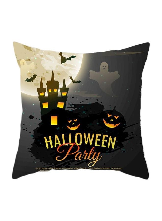 NIBEMINENT Halloween Printed Cushion Cover Grey/Black/Yellow 45x45cm