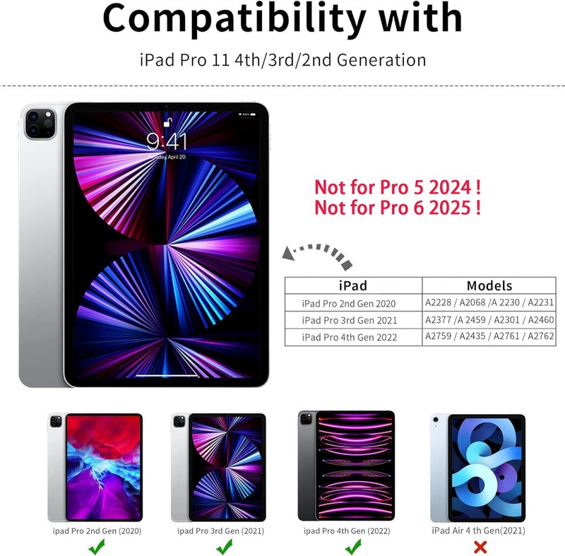 Kenke New iPad Pro 11 Inch Case 4th/3rd/2nd/1st Generation 2022/2021/2020/2018 with Built-in Left Side Pencil Holder, Hard Frosted Back Cover & Colored Edge (Pink) - Image 2