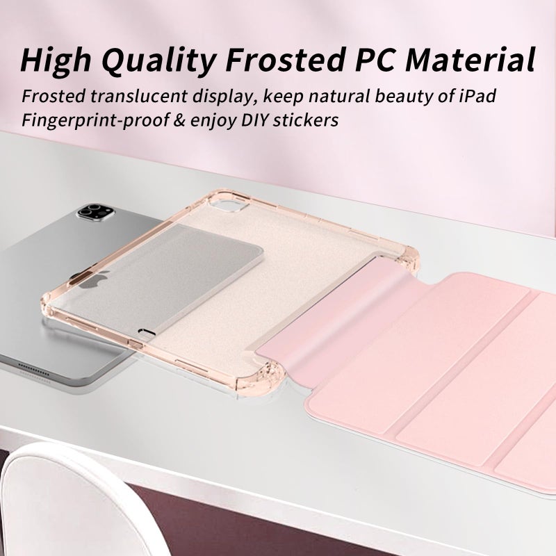 Kenke New iPad Pro 11 Inch Case 4th/3rd/2nd/1st Generation 2022/2021/2020/2018 with Built-in Left Side Pencil Holder, Hard Frosted Back Cover & Colored Edge (Pink) - Image 5