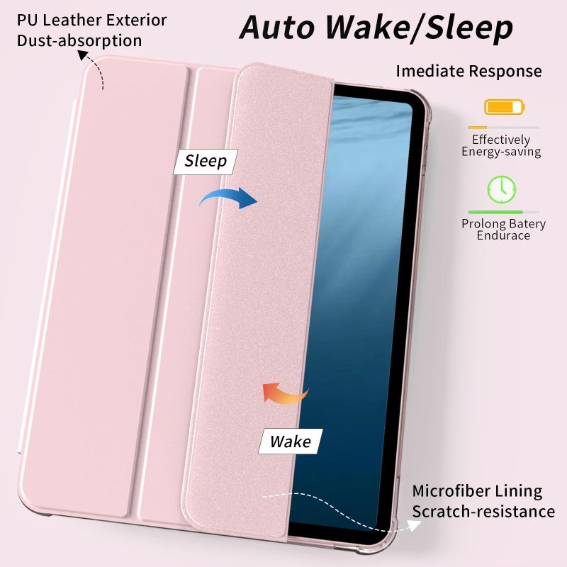 Kenke New iPad Pro 11 Inch Case 4th/3rd/2nd/1st Generation 2022/2021/2020/2018 with Built-in Left Side Pencil Holder, Hard Frosted Back Cover & Colored Edge (Pink) - Image 3