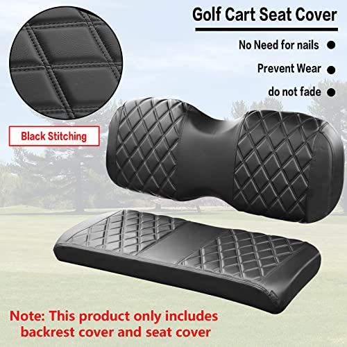 NOKINS Golf Cart Seat Cover Compatible With i40 i40L and Advanced EV, EV1 4, EV1 4L Model Aftermarket Rear Seat Kit, Vinyl Replace Rear Seat Cover Black Stitching - Image 3