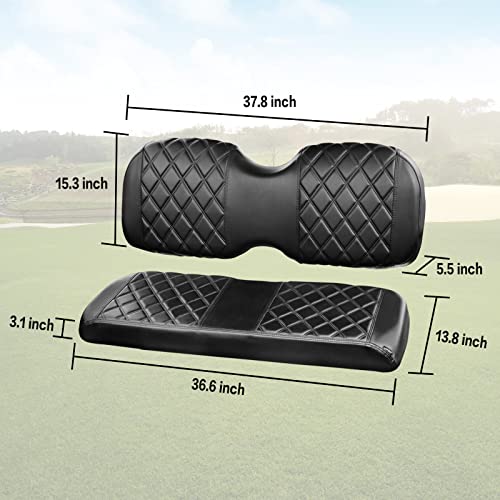 NOKINS Golf Cart Seat Cover Compatible With i40 i40L and Advanced EV, EV1 4, EV1 4L Model Aftermarket Rear Seat Kit, Vinyl Replace Rear Seat Cover Black Stitching - Image 5