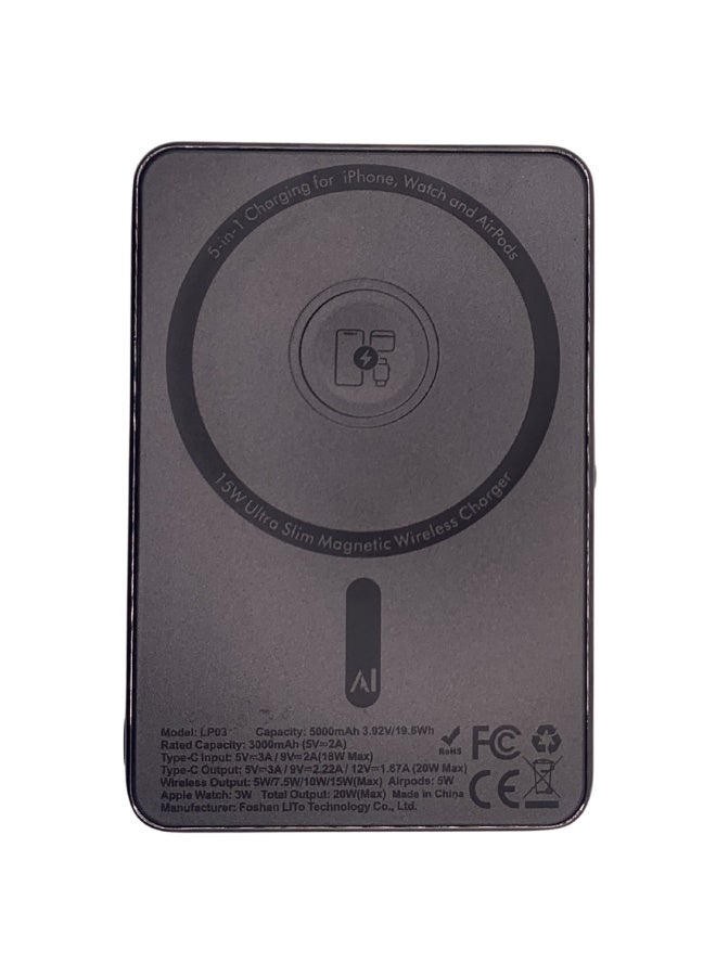 Lito Selling Electronics Responsibly - Lito - 5 in 1 Magnetic Power Bank with  15W, 5000mAh - Capacity for iPhone, Headphones, and Apple Watch - Wireless charginging - Model LP03  - Dubai, UAE - Image 4