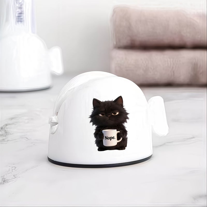1pc Black Cat Tea Cup Toothpaste Dispenser Cute Manual Squeezer - Image 4