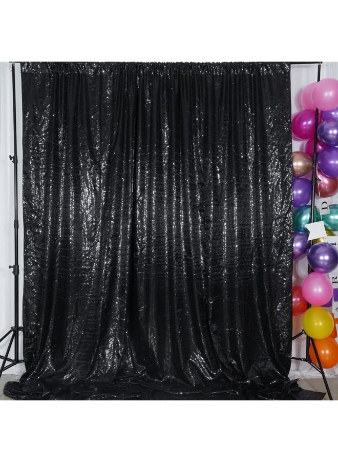 Poise3EHome 8Ft x 10Ft Black Sequin Backdrop, Glitter Thick Sequin Background Drapes, Sequence Xmas Thanksgiving Backdrop for Wedding Party Holiday Festival Decor - Image 2